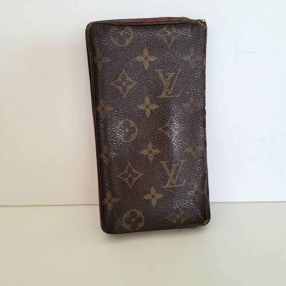Louis Vuitton Vintage Monogram Long Bifold Wallet Brown Canvas Made‎ in France